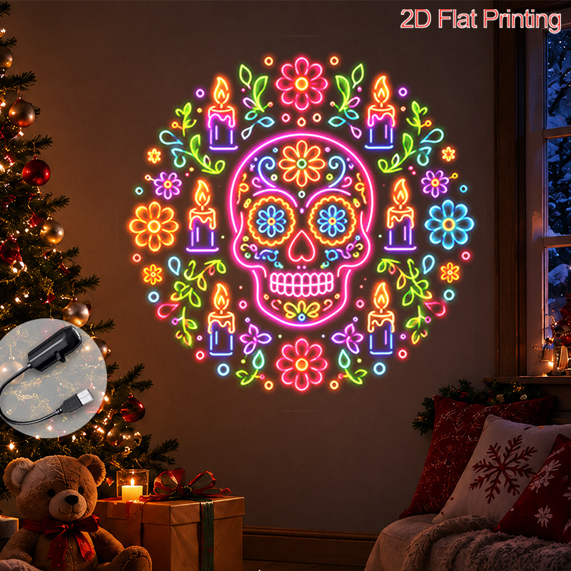 TEMU 1pc 2d Flat Portable Projector Lamp With Sugar Floral Candle Design For Festive Party Gatherings Home Wall Decor Usb Powered, 2d Flat