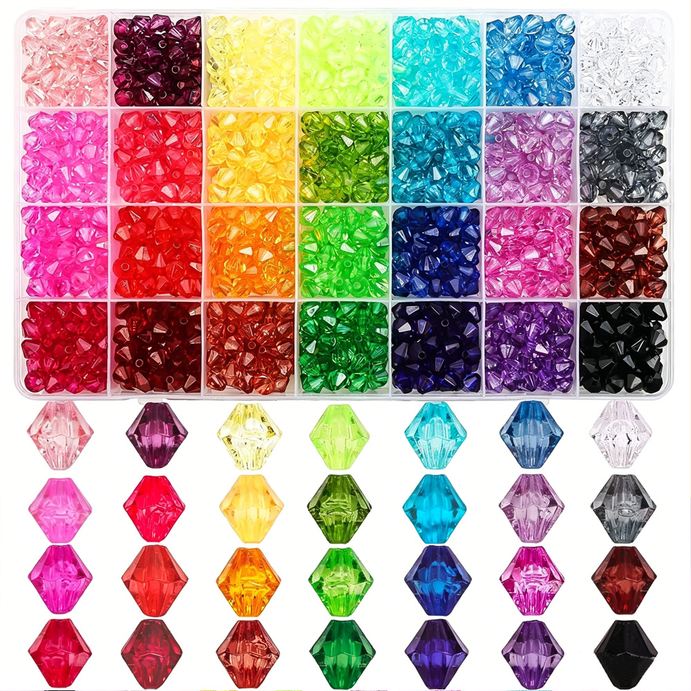 About 5040/1960 Multi- Acrylic Bead Set, Color Ab Beads, Beads, Suitable For Jewelry Making, Bracelets, Rings, Necklaces, 24 Colors, Diameter 4 Mm/6 Mm