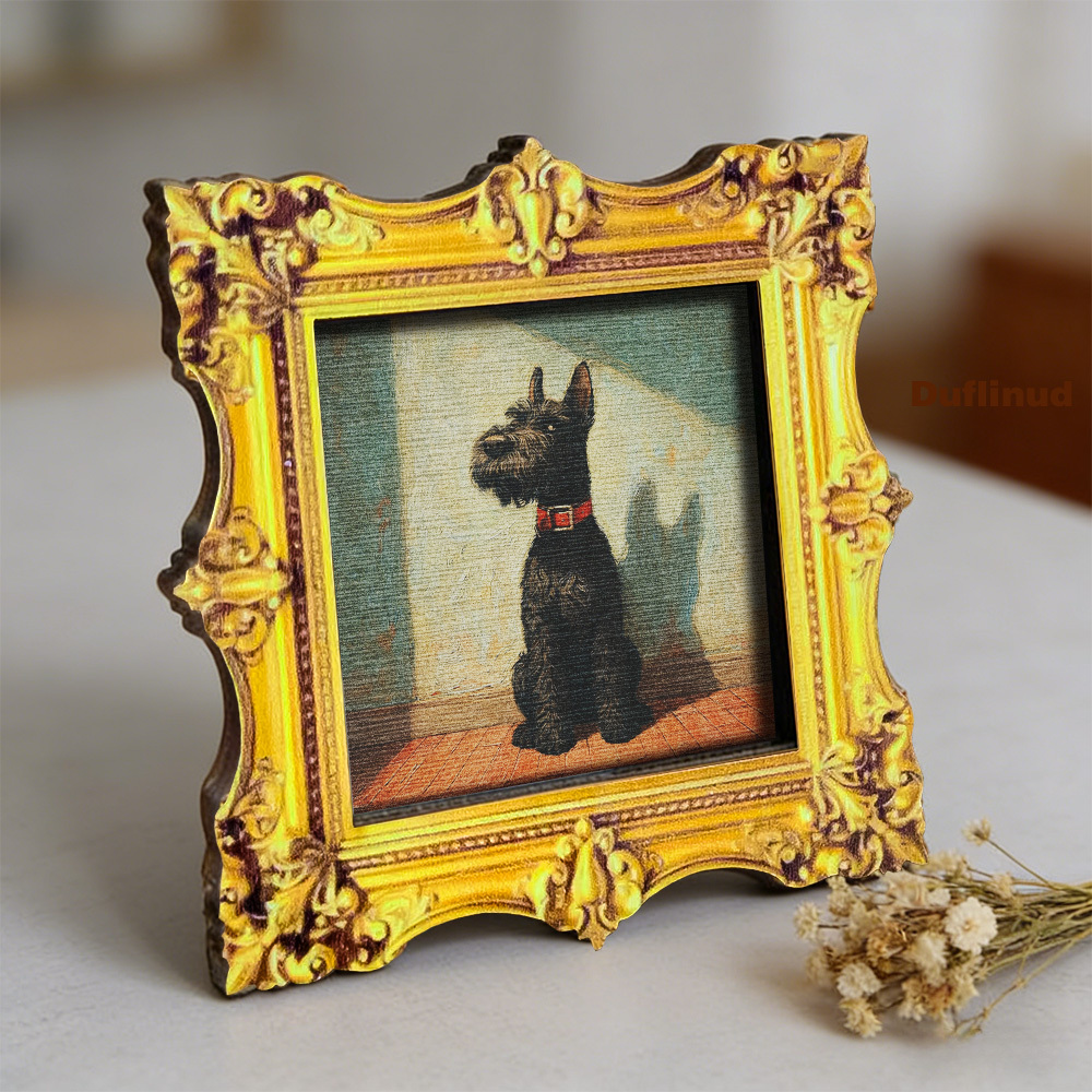 TEMU 1pc Of Realistic Wooden Black Curly-haired Dog Fridge Magnet, Wooden Mini Decorative Art, Red-tie Dog Design, Kitchen Decor, Holiday Gift, Fun