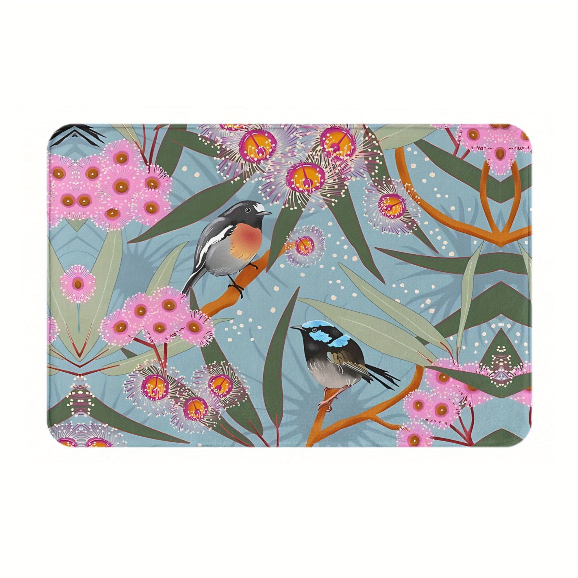 TEMU Australian Eucalyptus Flower With Hummingbird And Robin Fashion Style Doormat