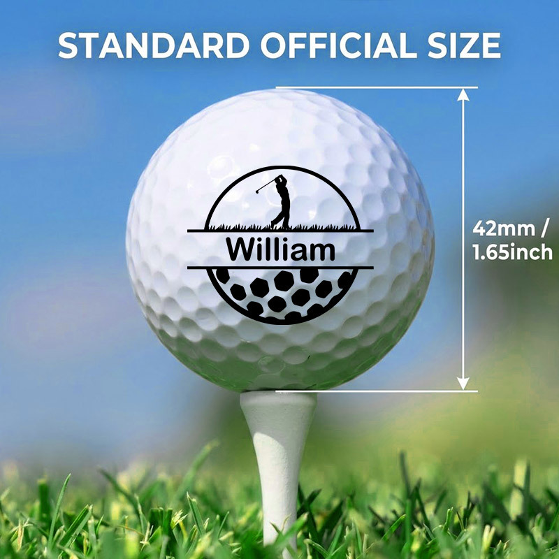 TEMU 3pcs Custom Balls, Double-layer Golf Balls, Easy Round Golf Swing Silhouette Print Customizable Different Names, Combining Professional Sports