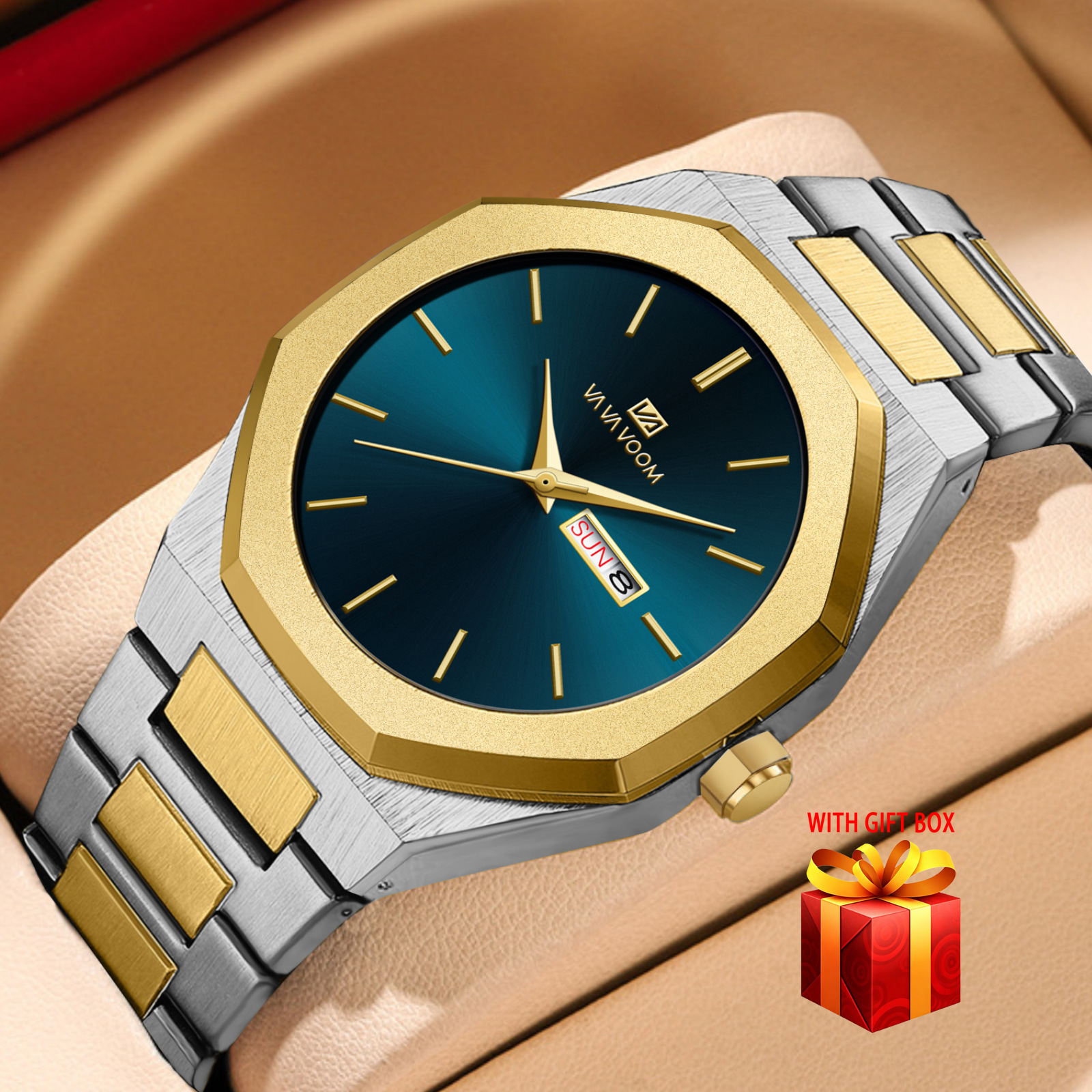 Men's Business Watch, Easy Polygonal Shape Large Dial Design, Dual Calendar Function Watch, Fashionable And Casual Business Watch, Sports Watch, Watch, Best Gift For Holidays, Without Battery