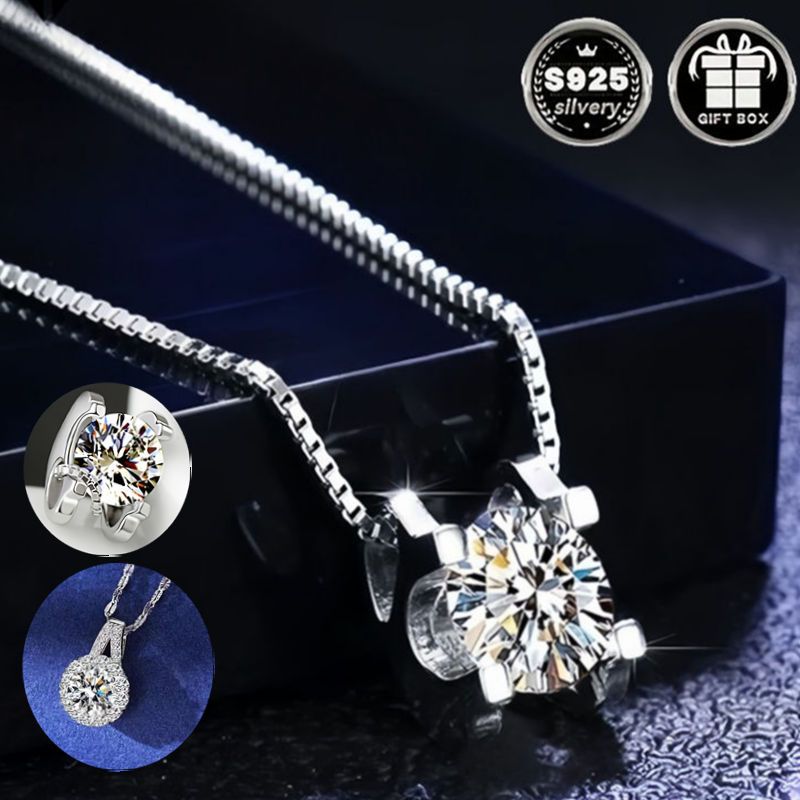 

Elegant 925 Sterling Silver Moissanite Pendant Necklace - Vintage Bohemian Style, Casual Dressing And Fashion Gifts For Women