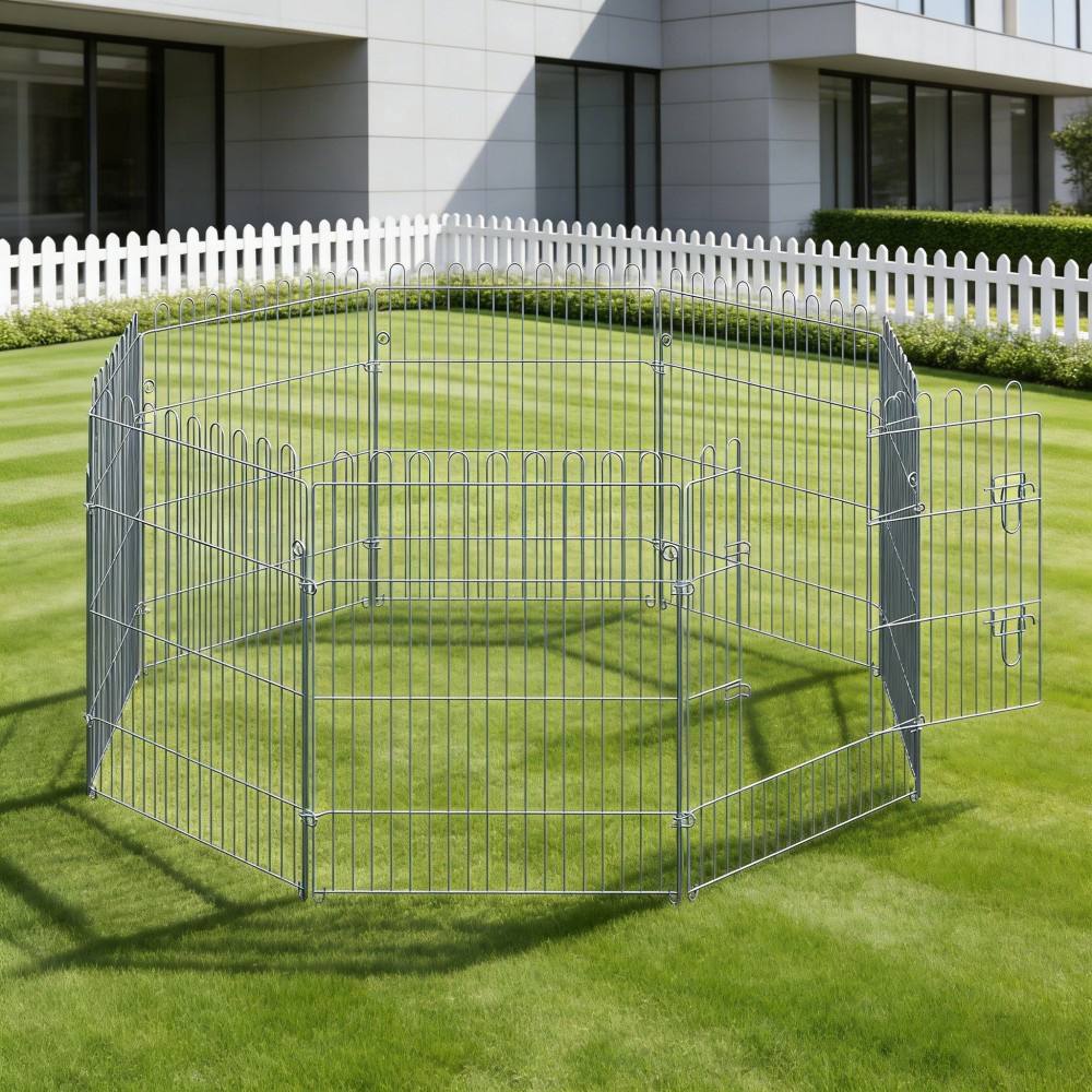 Image of Pet Playpen 8-panel Puppy Exercise Pen Barrier B63 X H76cm