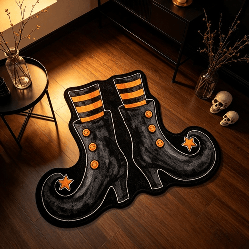 velvet pointed 1 halloween boot shaped living room bedroom carpet creative holiday sweet cool halloween style irregular shape home suitable for rooms kitchens bathrooms leisure areas bedrooms