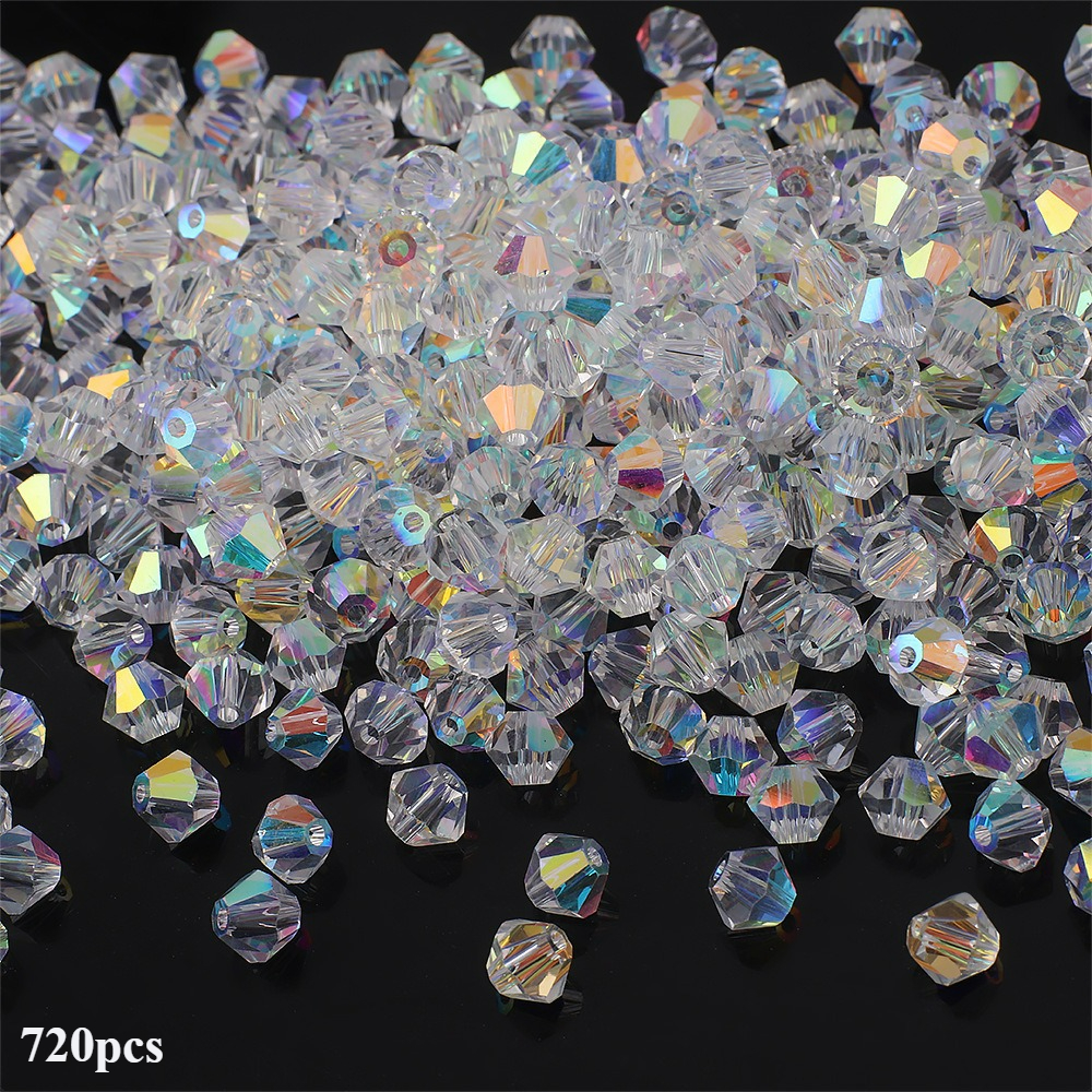 TEMU 720pcs Perles de verre facetées haute , 4mm/0.157 pouce Trou Perles d'espacement rondes, Fournitures de fabrication de bijoux pour bracelets, et