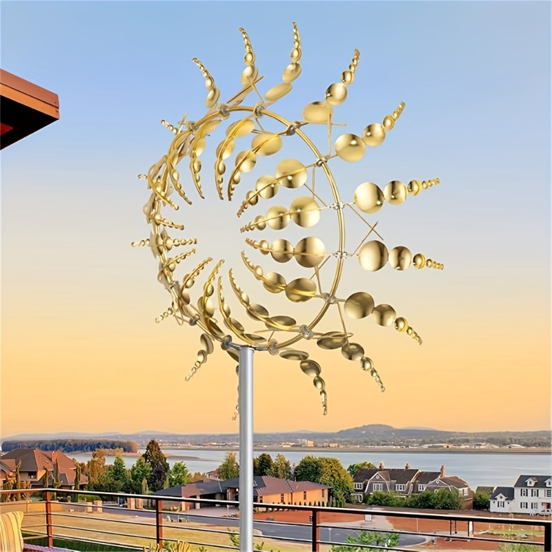 

Windmill Decor - 360-degree Rotating Garden Lawn Metal Decor With Creative Slot Design - Outdoor Gardening And Yard Decorating