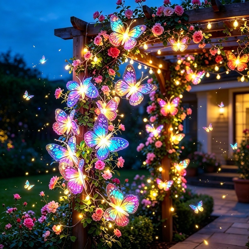 TEMU Single Pack - 16.4ft/20 Led Colorful Solar Decorative Lights, Outdoor Garden String Lights, Courtyard Ambiance String Lights, Simulated String