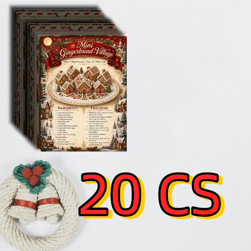 TEMU 20pcs Holiday Christmas Baking Recipe Postcards - Retro Christmas Food Recipe Cards, Exquisite Classic Illustrations, Collectible Decor For