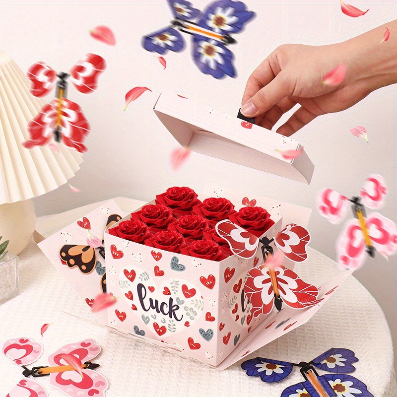 

Creative Valentine's Day Gift Box With Flying Butterflies, Birthday, Wedding, And Mother's Day Gift Wrapping.