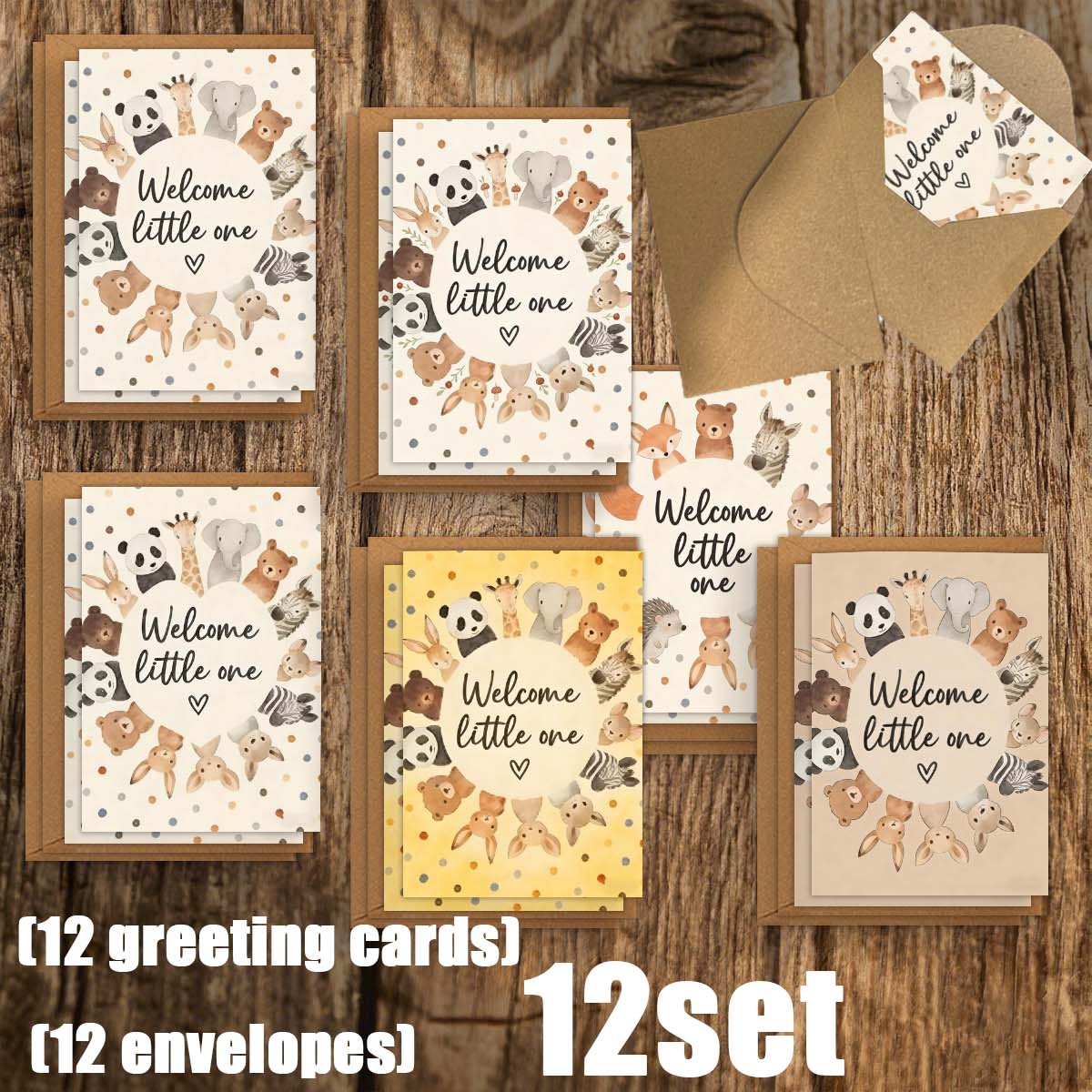 TEMU 6-set/12-set Animal, Polka Dot, And Heart-shaped Greeting Cards + Envelope Sets | Blank Inner Pages | Suitable For Holidays, Parties, And Event