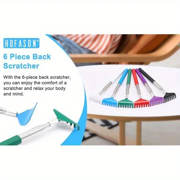 6-pack back scratcher massager with extendable handle - heavy-duty scratcher & massager tool, (green, white, black, red, blue, purple) - her s day, christmas gifts for dad, husband, - office, home, travel use - stocking stuffers & white eleant party prizes - ideal birthday anniversary present, , , durable construction, wellness accessory, husband gift Product details 0