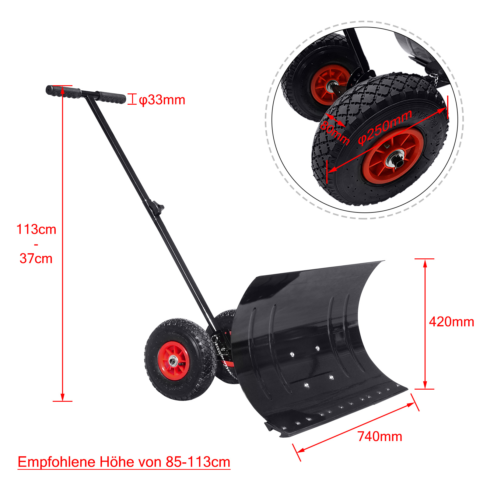 TEMU Snow Snow Shovel T-snow Shovel With Wheels Height-adjustable Snow Shovel Wheels