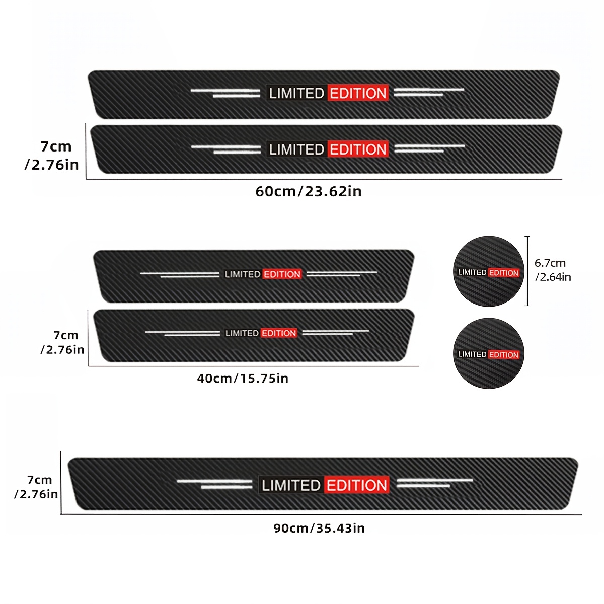 Image of 7pcs Carbon Fiber Car Door Sill Protector Scratch Resistant Black Edition Car Threshold Guard Anti Scrape Wear Resistant Universal Vehicles