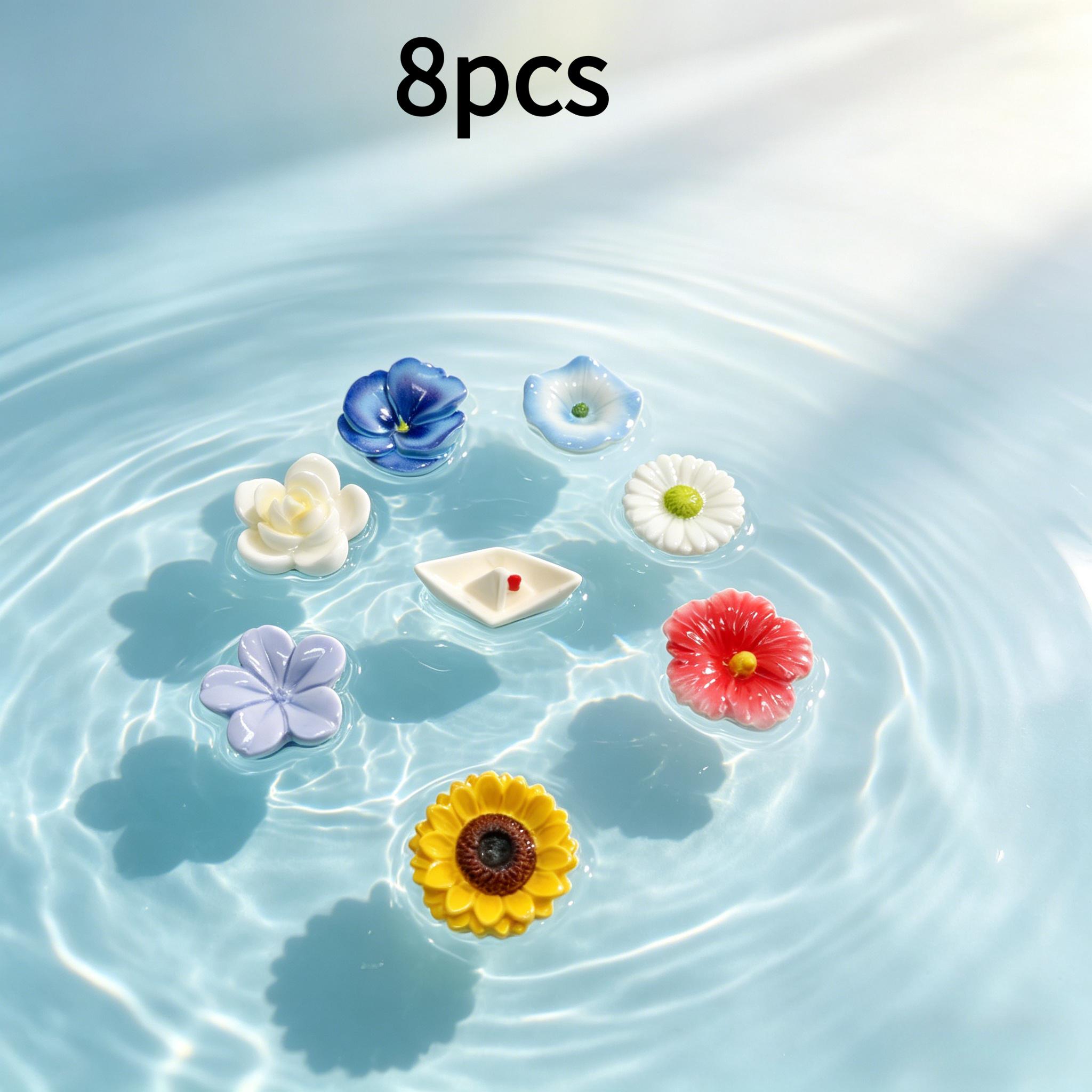 Image of 8/4pcs Resin Floating Flowers, Instagram-style Aquarium Landscape Decoration, Origami Boats, Creative Decorative Ornaments