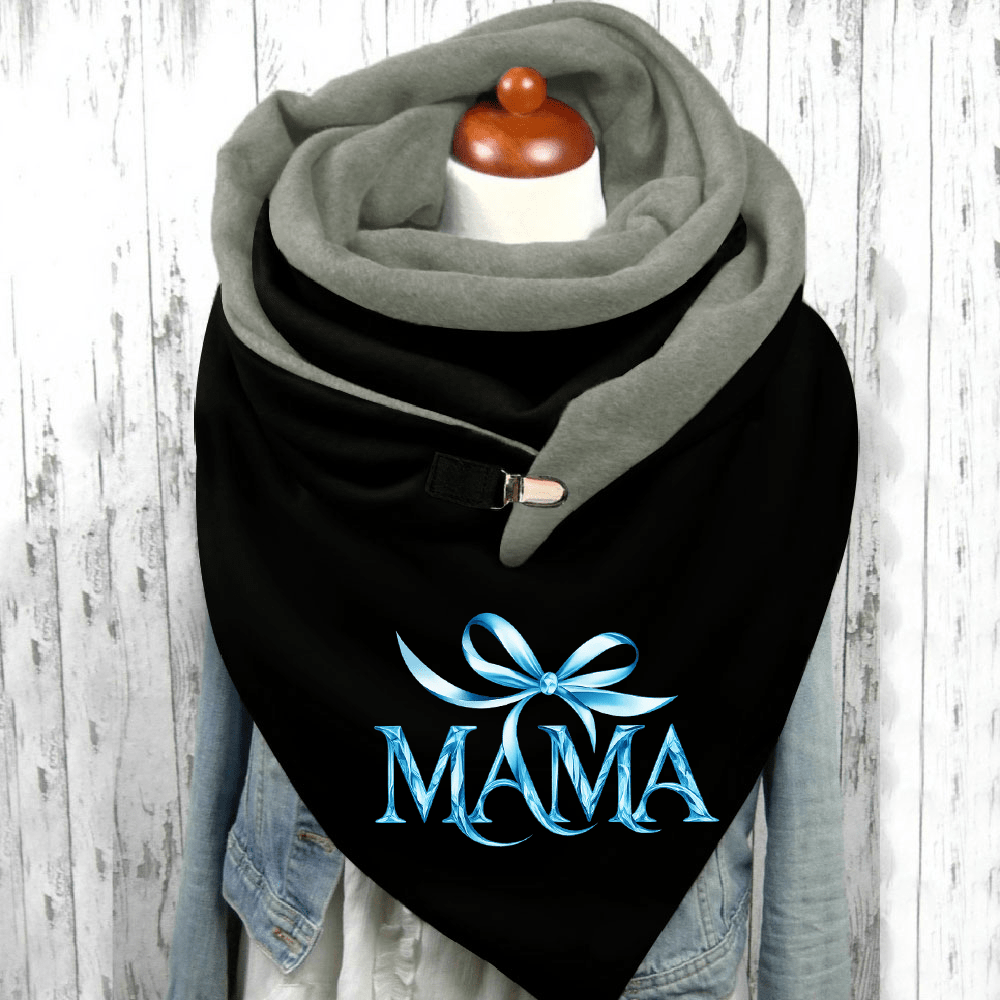 TEMU An Elegant And Triangular Scarf Featuring A Blue Print With A Bow And 'mama' Designed For Mother's Day Gifts And Everyday Wear