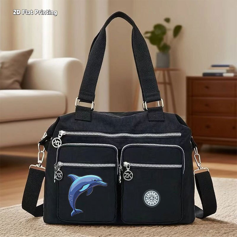 TEMU 1pc Handbag, Dolphin Print Shoulder Bag, Large Capacity Crossbody Bag For Women, Multi-pocket Satchel Tote Bag, Versatile Commuter Purse For