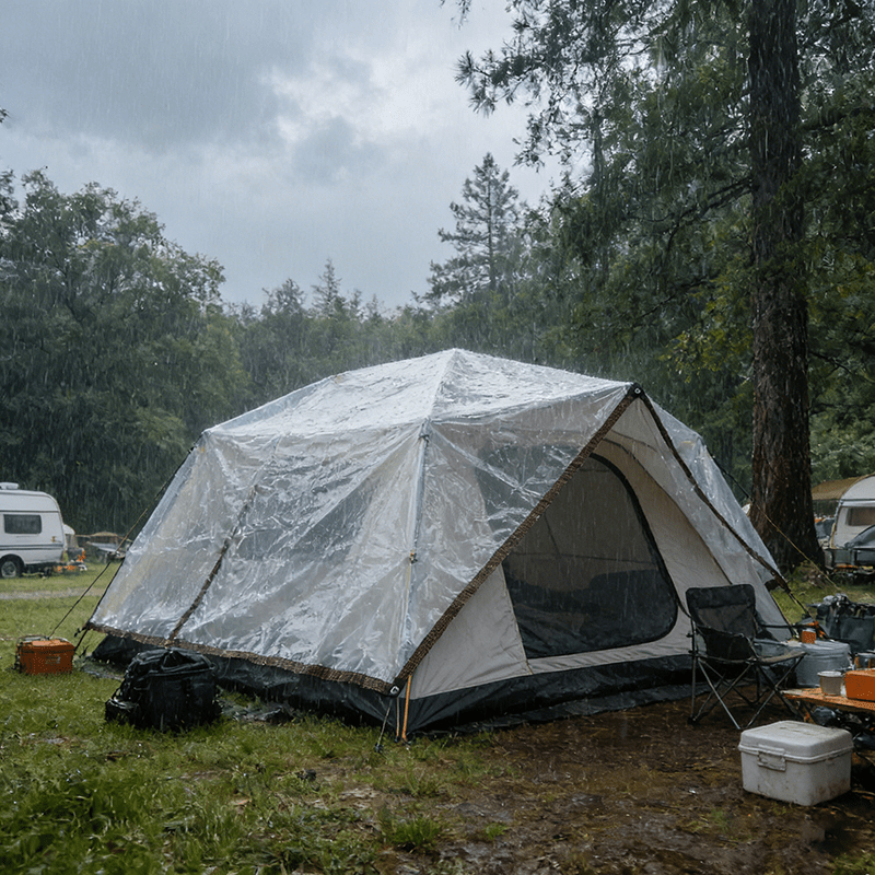 TEMU 1pc Pe Tarpaulin Waterproof , Rv Sunshade Extension Use, Autumn And Snow Protection For Car Body, Car Side Tent Applicable, Balcony, Courtyard,