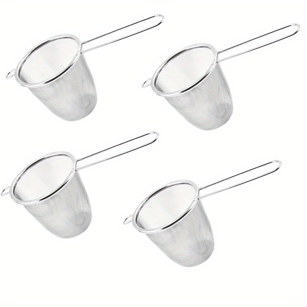 TEMU 4pcs Tea Strainer Steel Strainer, Coffee Filter, Suitable For Types Of Cups, Kitchen Accessaries, Stainless Steel Mesh Tea Strainer, Mesh Tea