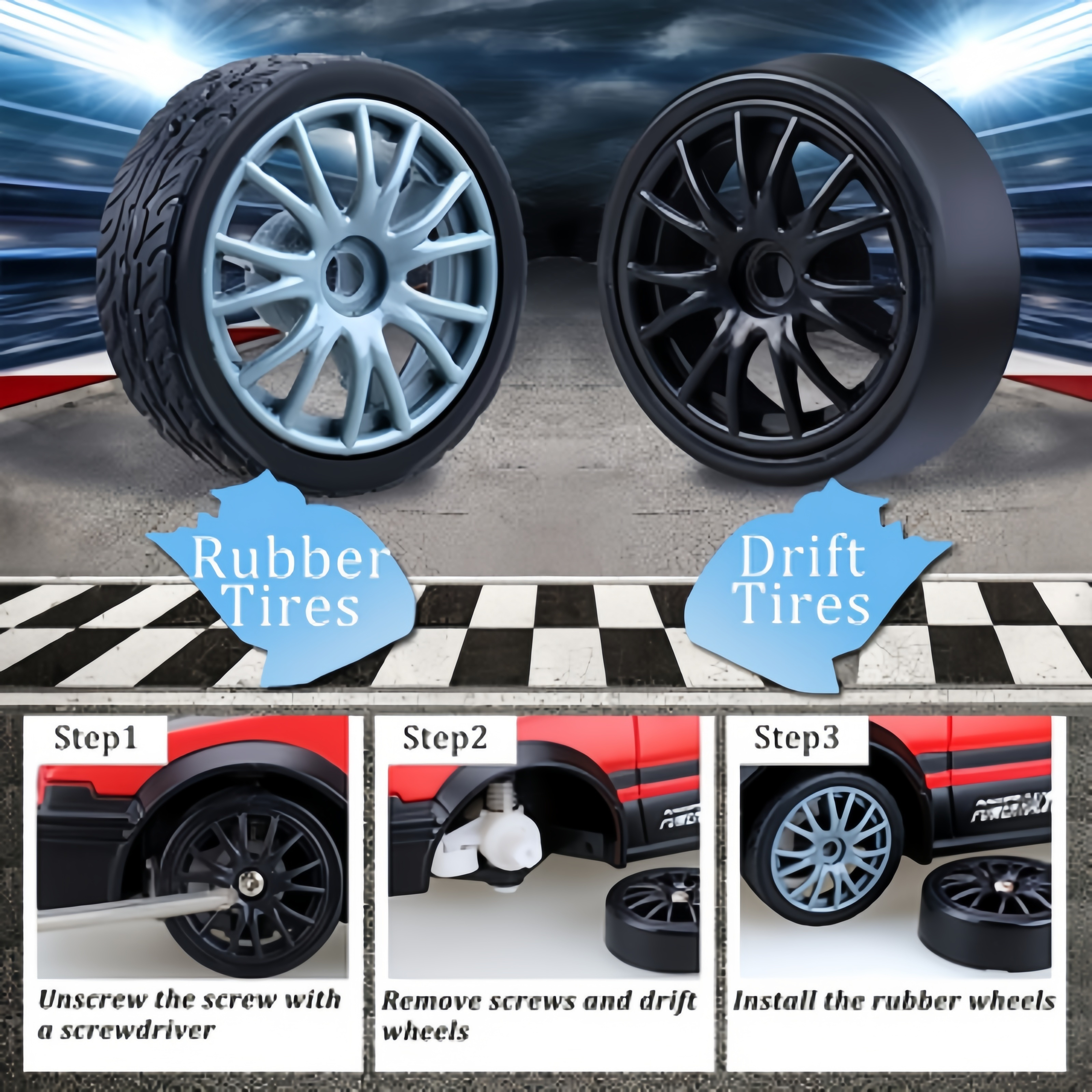 High-Speed 4WD RC Drift Racing Car with Cool Lights - Rechargeable, Multi-Color, Perfect Birthday Gift for Youngsters