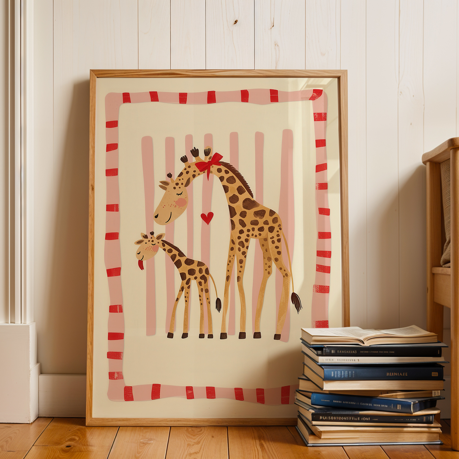 E-shop 1 Stück Giraffe Wandkunst Poster - Niedliche Tierillustration, Zimmerdekoration, Kinderzimmer Kunstdruck, Giraffenmuster für &, Ungerahmt für