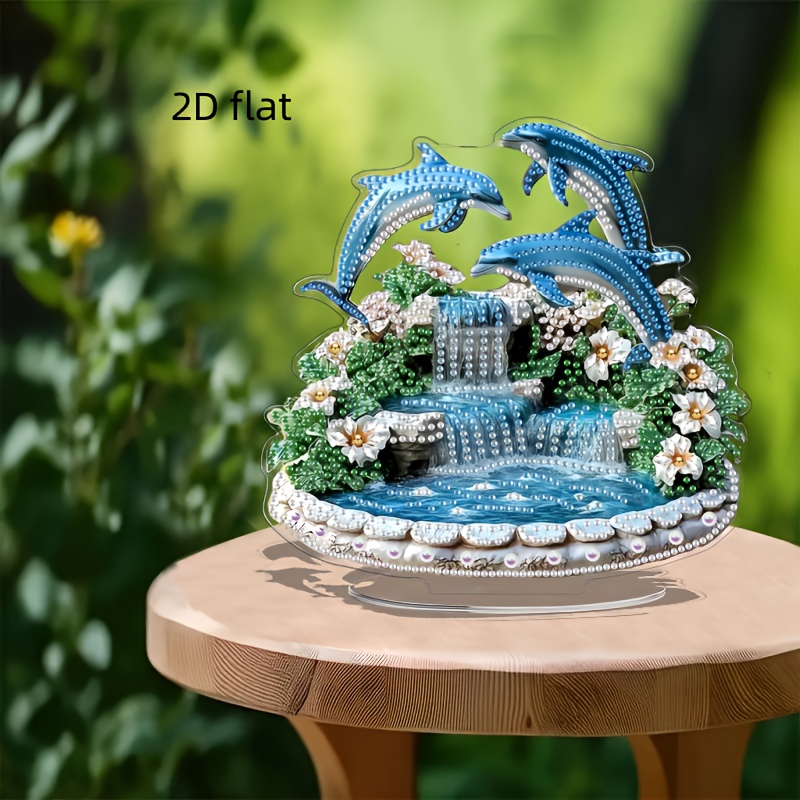 TEMU 2d Diamond Painting Kit | Acrylic Dolphin Decoration - Creative , Home Decoration, Unique Irregular Diamonds, Art And Craft Gift, , Suitable For