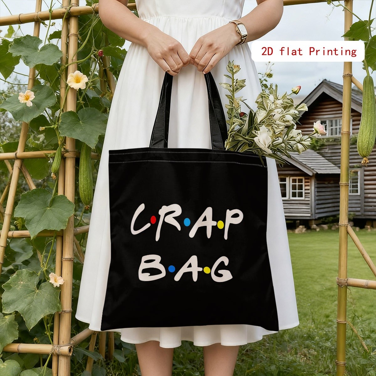 TEMU Women' " Bag" Tote Bag, Tv Show Inspired Letter Print With Colorful Dots, Durable Material In *15.7inch/(35*40cm), Spacious Daily Handbag For