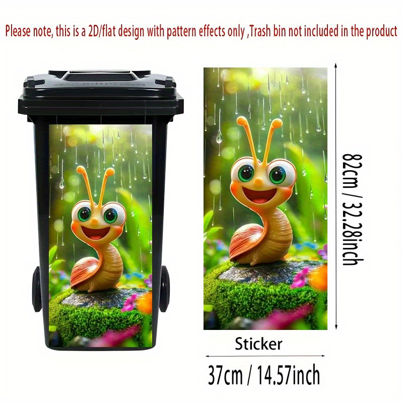 Image of 1pc-2d Flat - Trash Can Stickers, Decals, Smiling For , Self-adhesive Trash Can Stickers, Creative Trash Can Stickers, Suitable For Outdoor Trash Bins, Trash Can And Wall Decoration Stickers