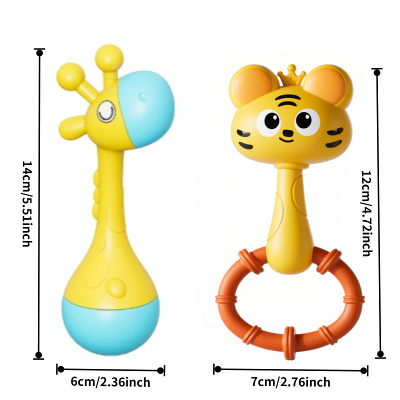 Baby Rattle Toy with Cheerful Face, 2 Pcs Set