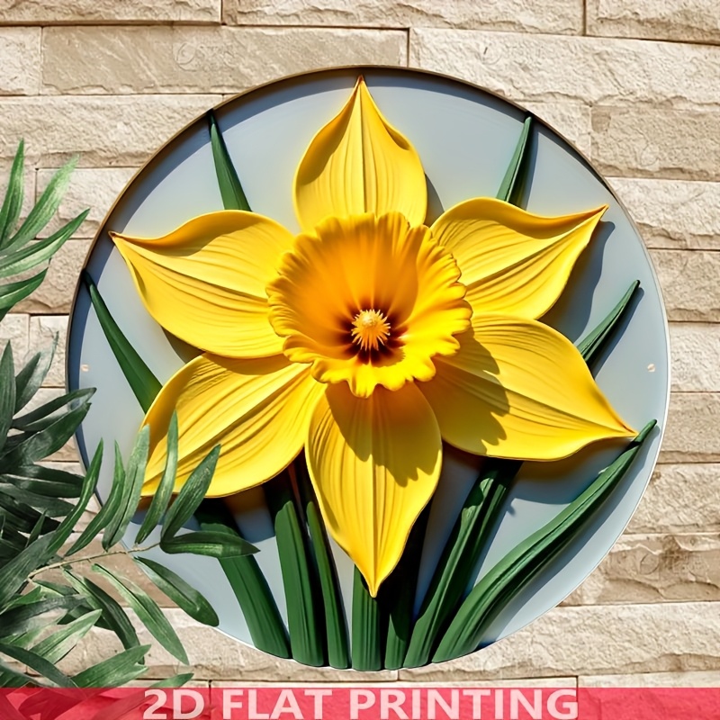 TEMU 2d Flat - 2d Plane, 1pc Of Vintage Floral Metal Wall Decor - Farmhouse Decor With , Heavy-duty Iron Construction, Pre-drilled For Easy Hanging -