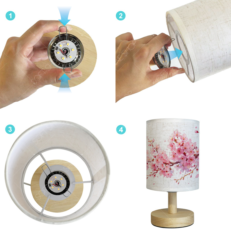 Fabric USB Powered Table Lamp for Bedroom & Office