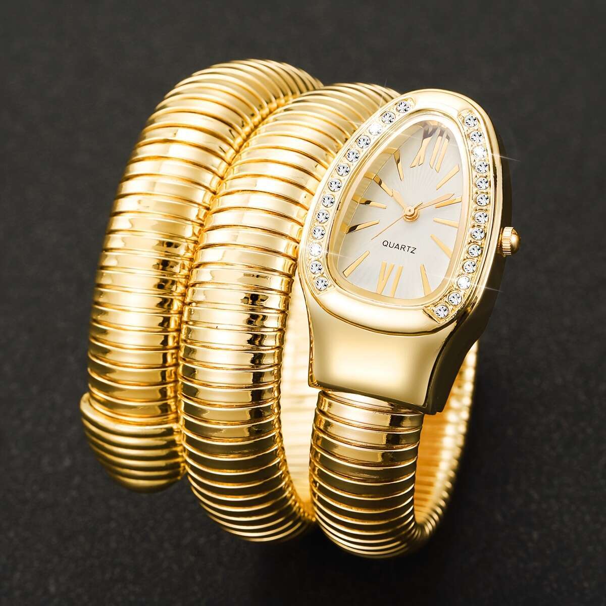 1pc of Women'S Gift Snake-Shaped Watch, Featuring a Unique And Elegant Design, a High-End Wrap-Around Quartz Wristwatch, Excluding The Watch Box