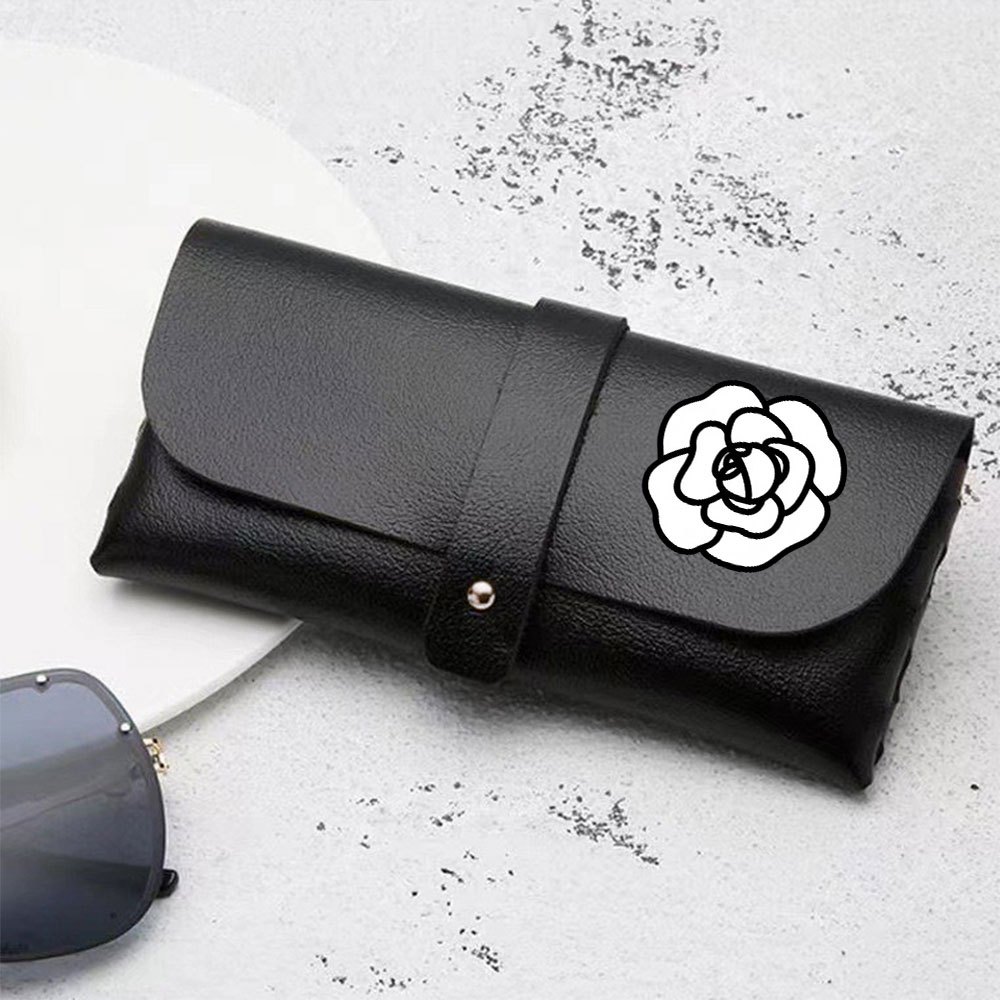 1pc elegant pu eyeglass case compatible for women soft portable protective holder with rose pattern solid color pouch reading glasses fashion glasses storage bag spectacle case