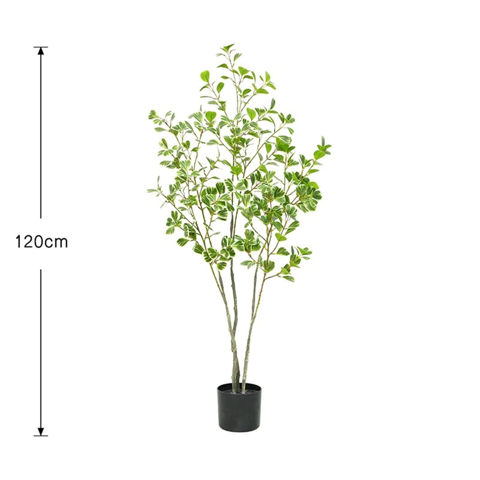 Image of Large Artificial Tree Realistic Plant With Smooth Shiny Pet Leaves Suitable For Office Balcony Corner Decor, Low-maintenance Fake Tree For Decoration, Smooth Bark & Foliage For Modern Spaces