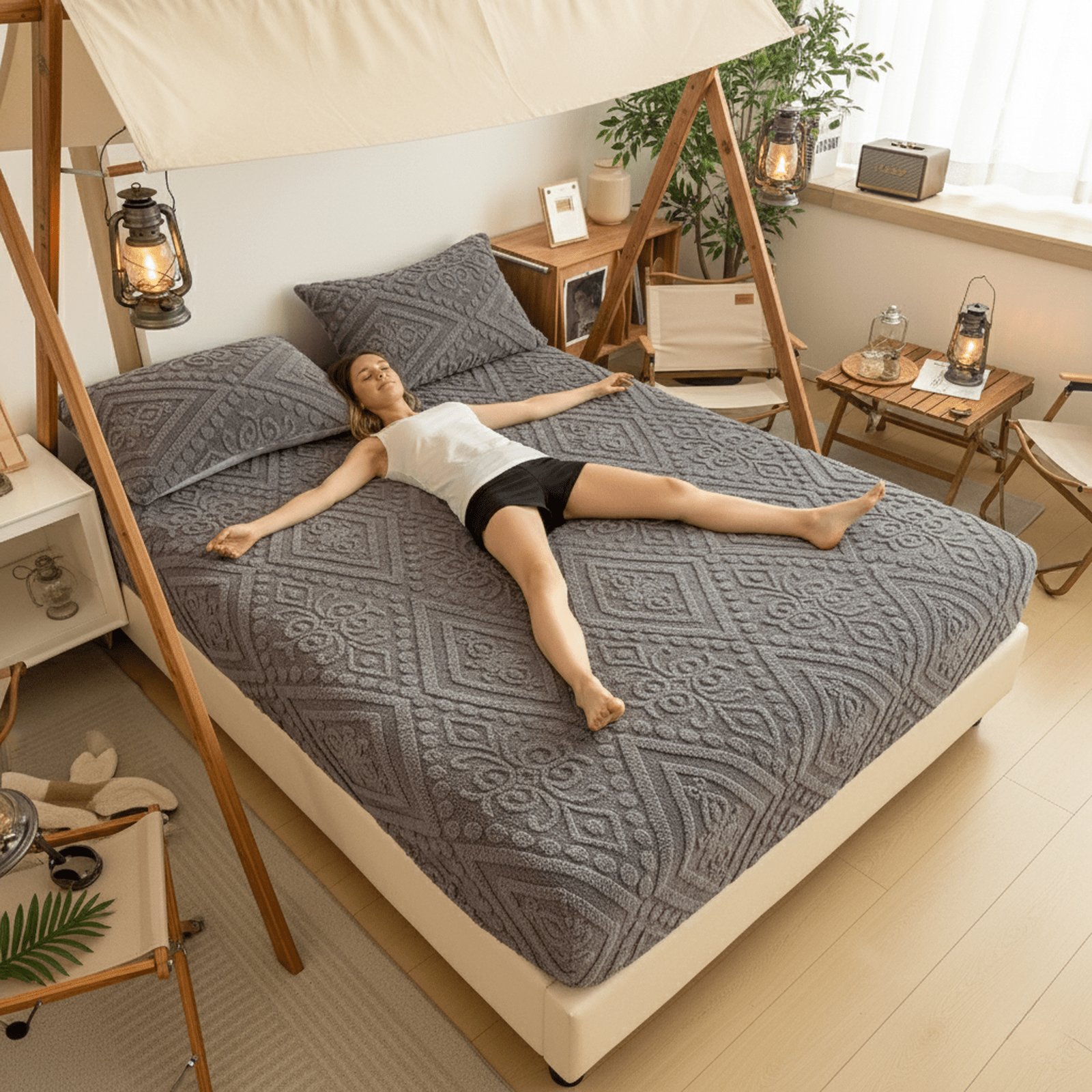 Luxurious Velvet Fitted Sheet Bed Cover Plush Embossed Sheets Mattress Protector Thick And Warm Bedding For Autumn And Winter Soft And Comfortable Fabric Washable Machine Washable Does Not Pillowcases