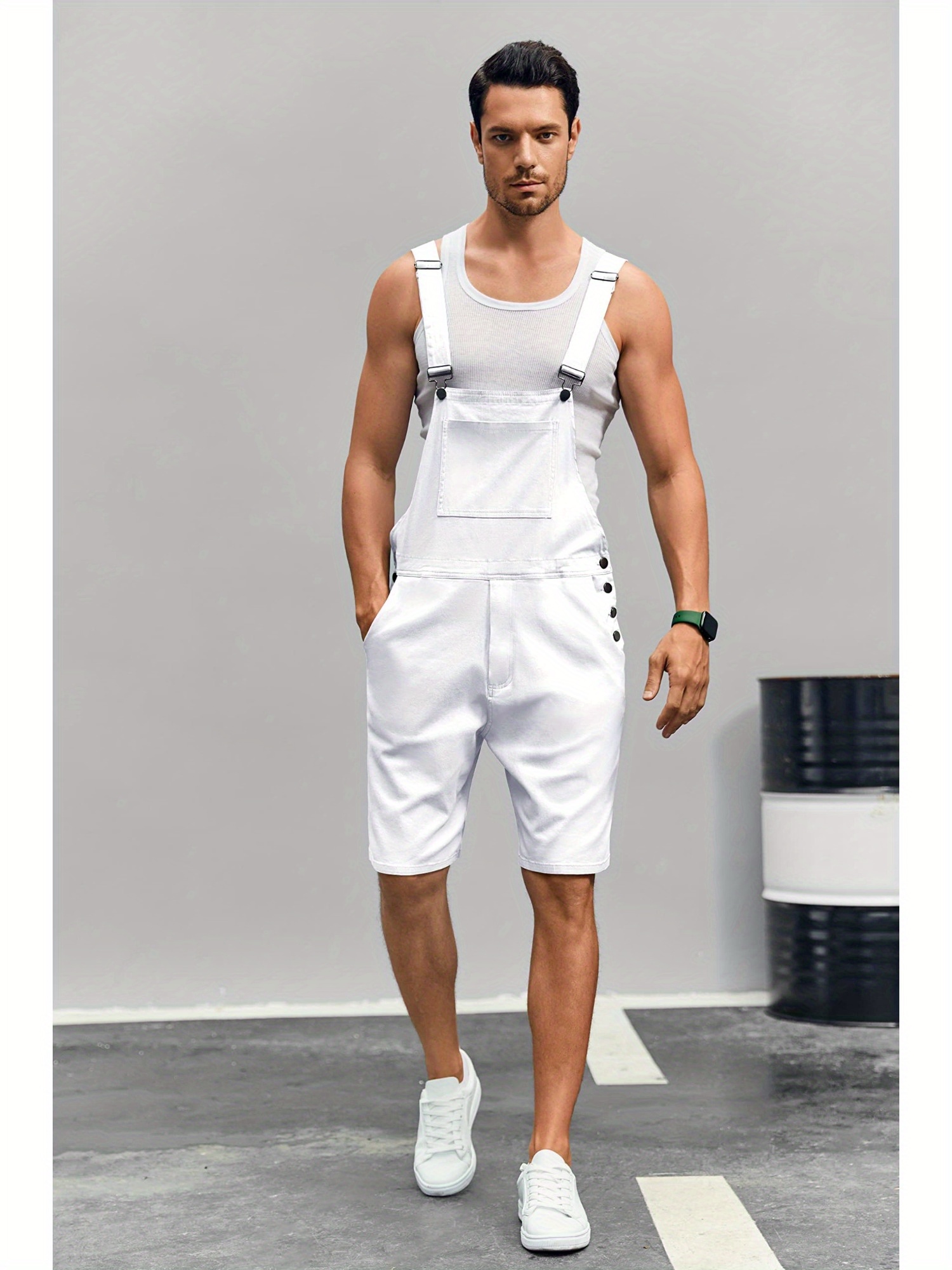 Swoveralls Men Men's Denim Shorts Bib Overalls Casual Loose Fit