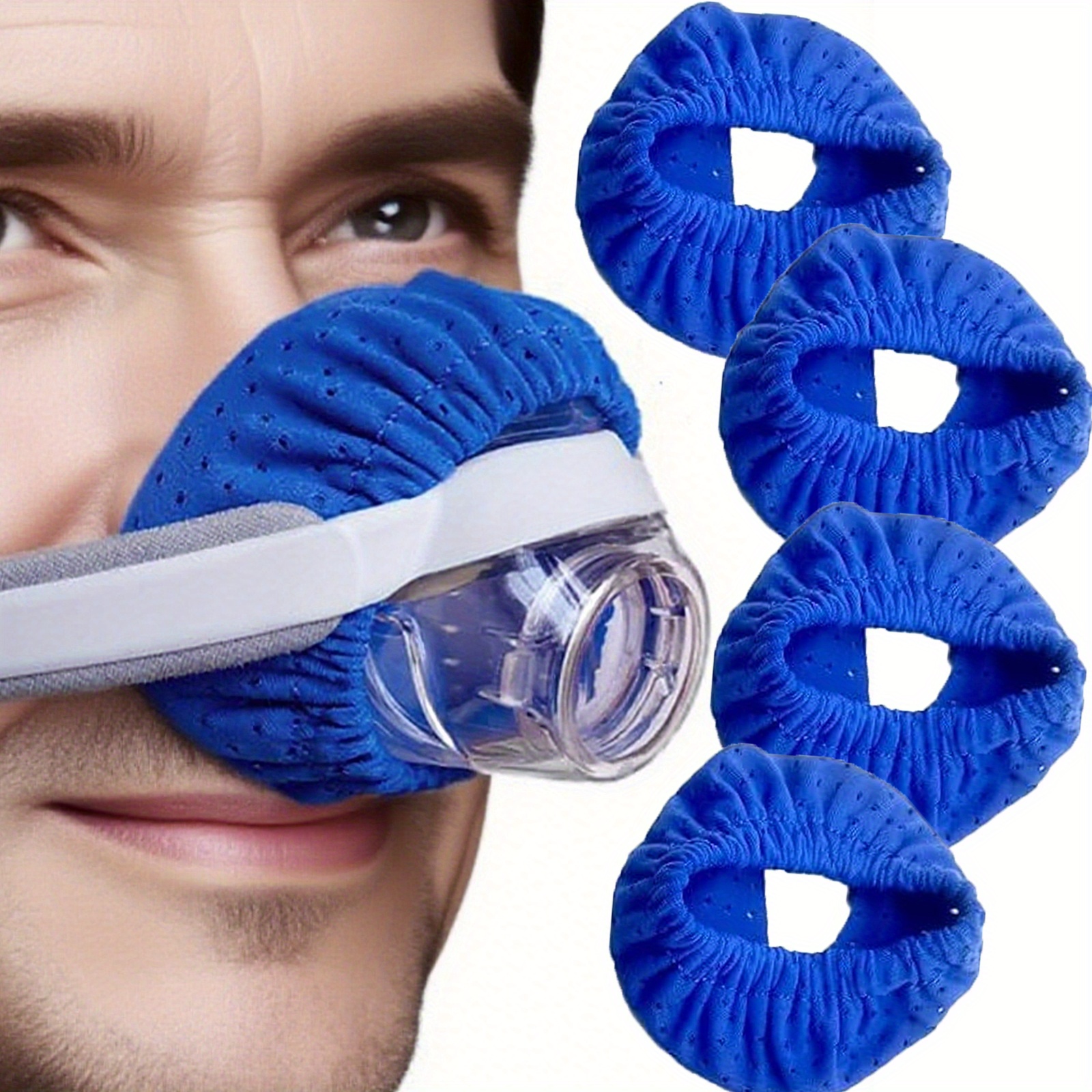 4pcs blue perforated ventilator face mask nose mask made of soft and elastic material reusable easy to carry personal and   tools easy and practical comfortable and breathable   universal additions for ventilators