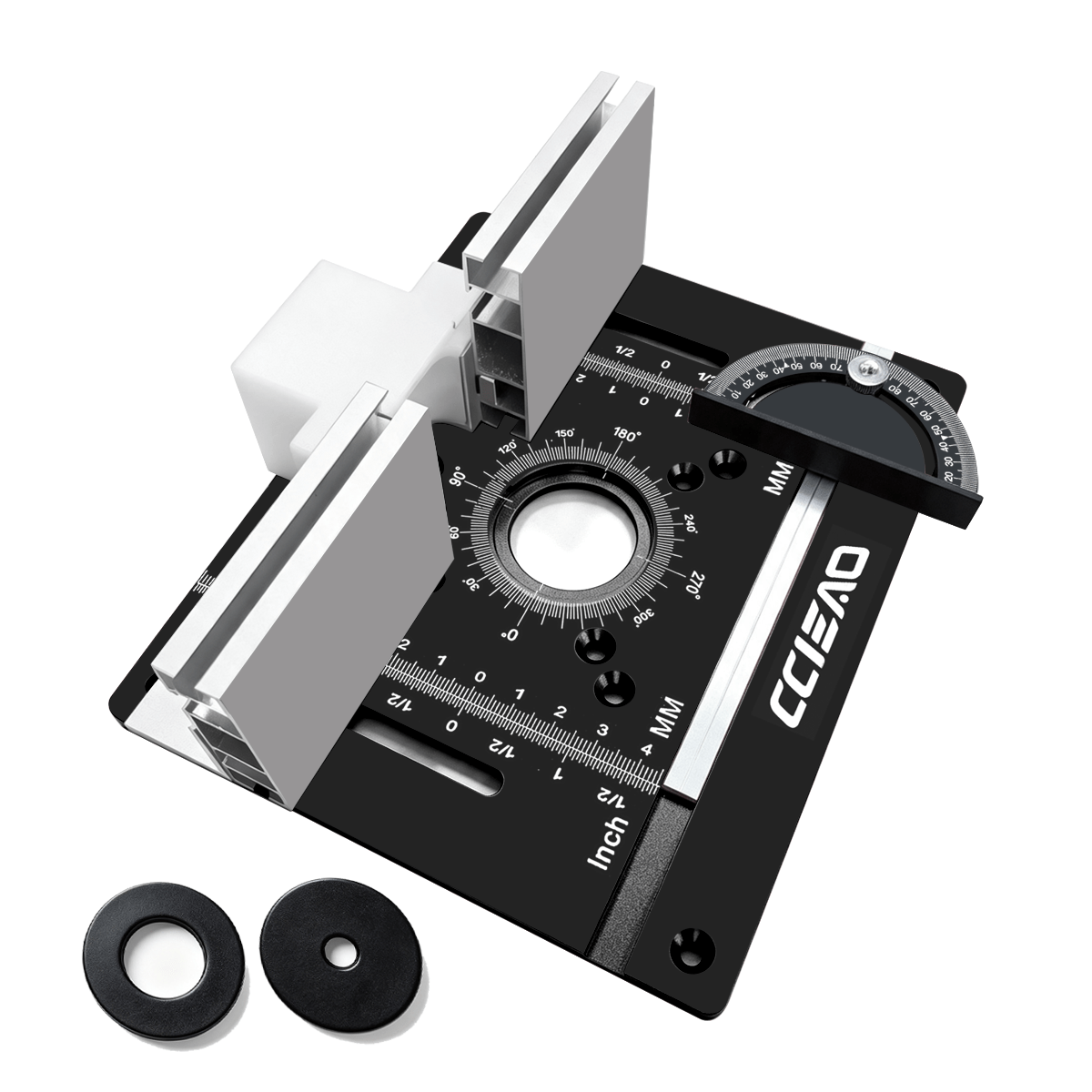 TEMU Router Table Insert Plate Set With Miter Gauge Guide Fence Sliding Brackets, Aluminum Alloy Flip , Sliding Fence Dust Collection Port