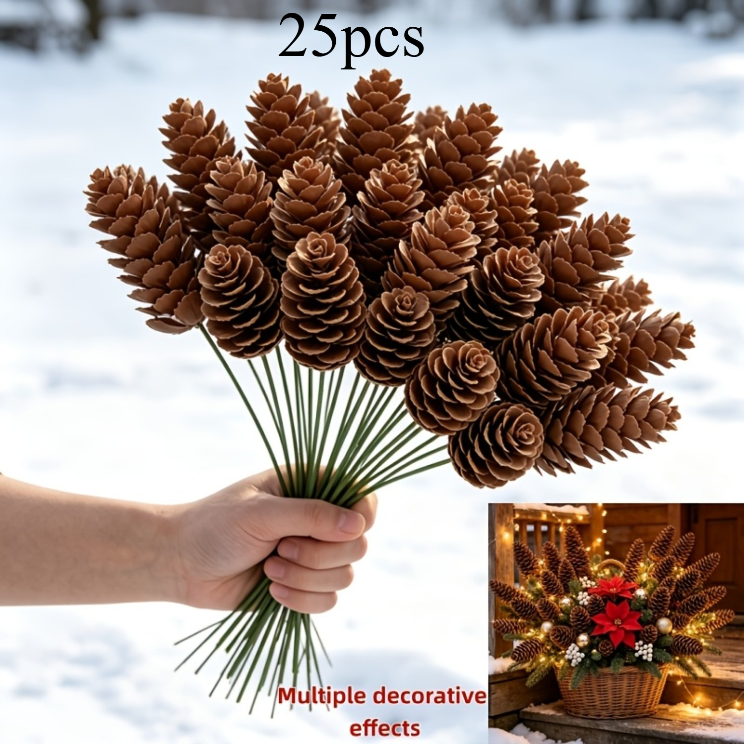 TEMU 25 pz di rami di artificiali, palo decorativo a con artificiali per le festivit� natalizie, con una forma realistica tridimensionale. Il corpo 癡
