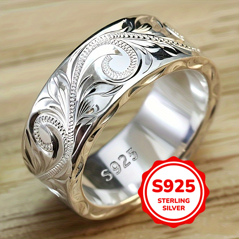 

Bohemian Wide Ring With S925 Pure Silvery , Vintage Jewelry, Gift