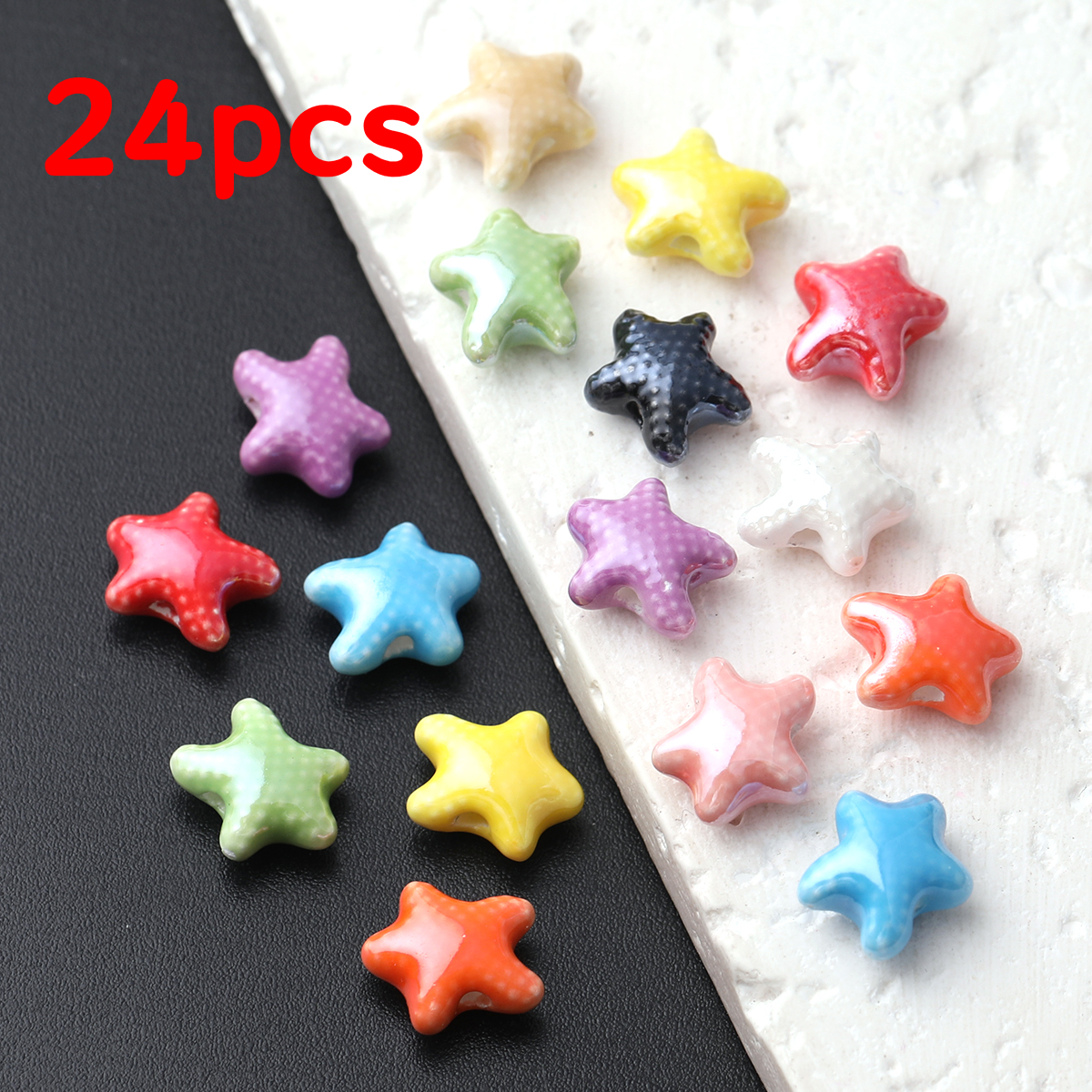 TEMU 24pz Perline in Ceramica a Forma di Multicolore a Colori Casuali Serie , Adatte per di Gioielli, Gioielli, Braccialetti, Collane, Orecchini,
