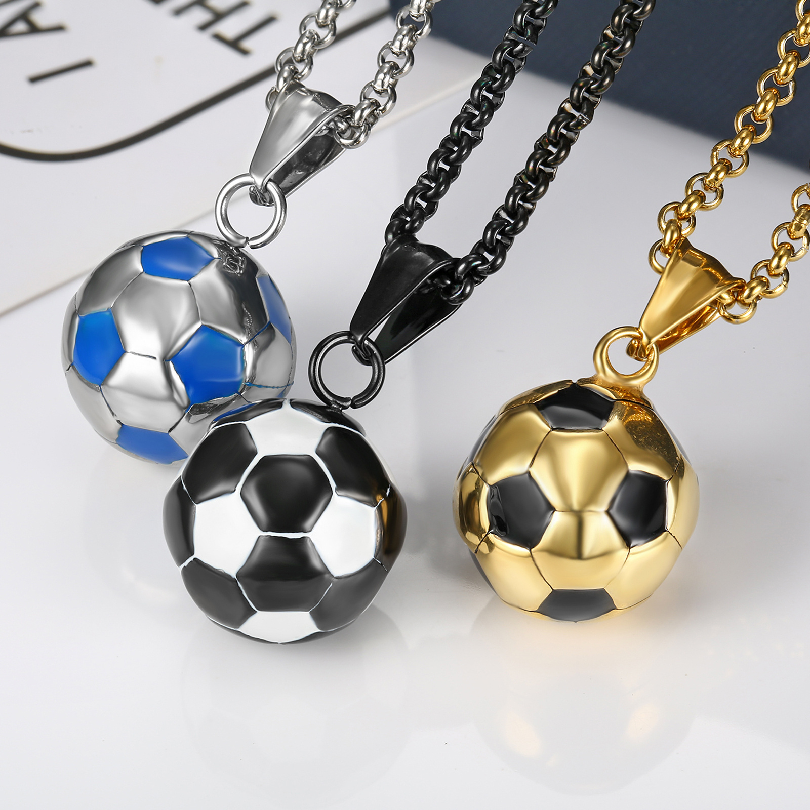 

Stylish Men's Soccer Ball Pendant Necklace - 304 Stainless Steel, Sports Fans & Gifts