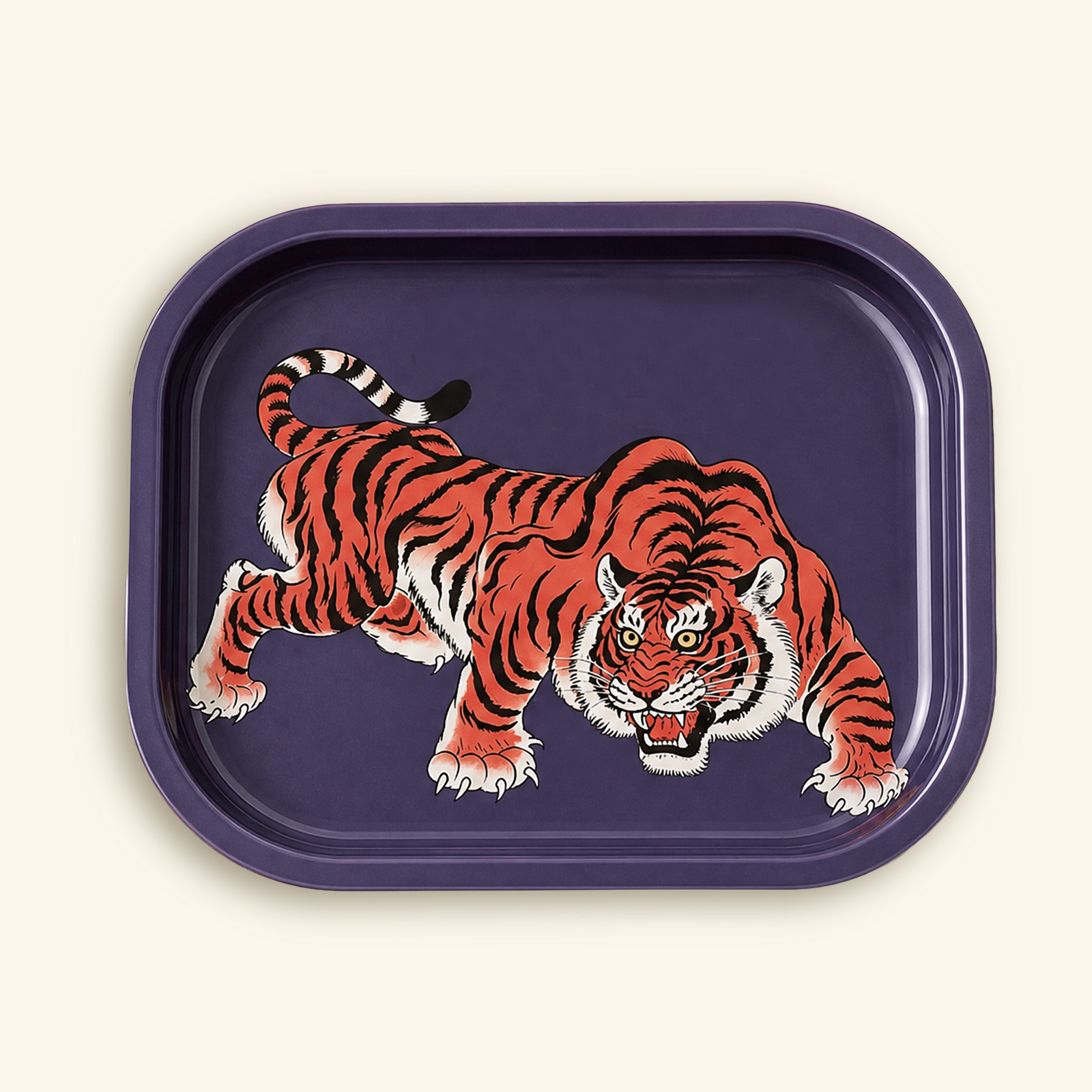 TEMU 1pc Vintage Tiger Print Tray, Featuring A Realistic , Cool And Luxurious. Suitable For Storage, Photography Props, Or Desktop Decoration. A