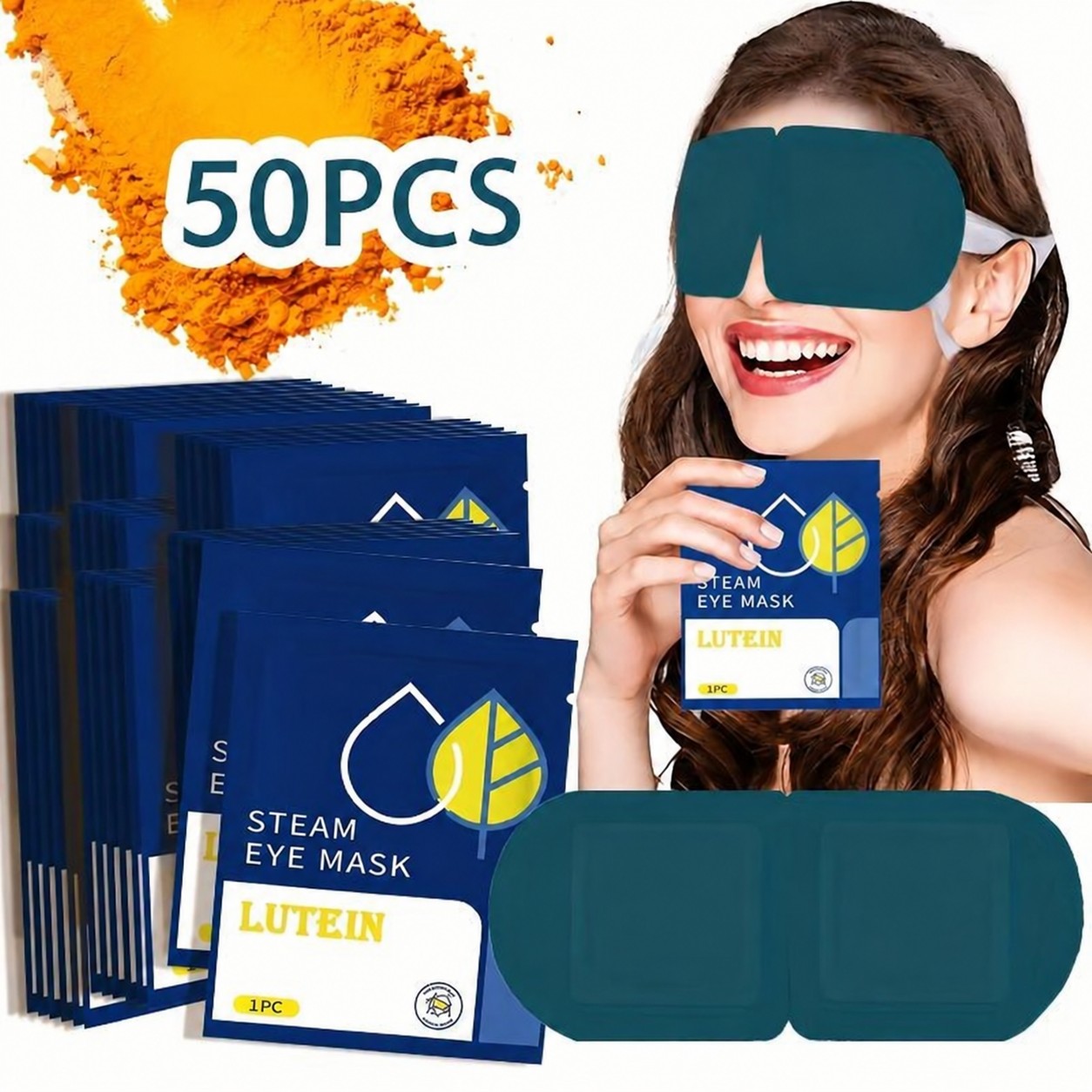 TEMU 50pcs Lutein Steam Eye Masks, Compress Eye Masks, Self-eye Masks, Suitable For Sleep, Essential For Travel, Disposable Eye Masks