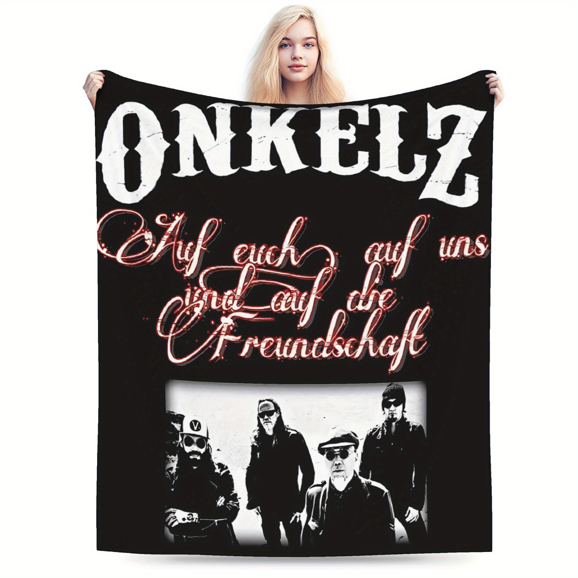 

Onkelz Inspired Flannel Throw Blanket - Cozy, Warm Blanket For Living Room, Office, Sofa Decor - ' & German Quote - Ideal Gift For Fans, Office Throw Blanket|cartoonthemed Decor|soft Flannel Fabric