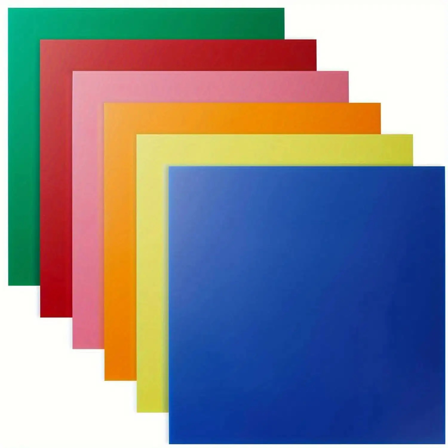 TEMU 2d Flat Printing 6pcs Set Of Colored Acrylic Sheets - Square Transparent Plastic, Suitable For Laser Cutting And Creative Crafting