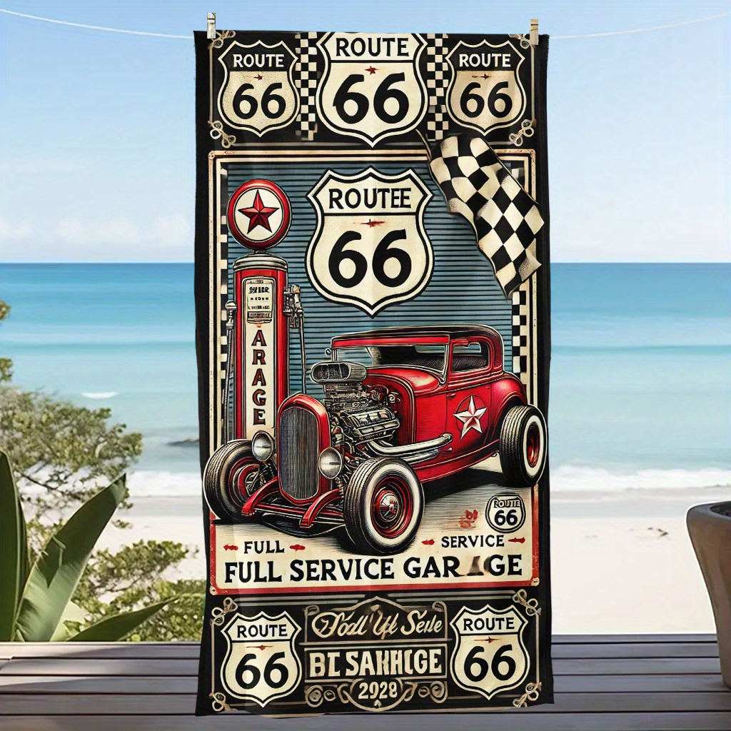 TEMU 1-pack Vintage Beach Towel Quick-drying Bath Towels Are Easy To Carry, Lightweight, And Comfortable, Making Them Suitable For Surfing, Swimming,