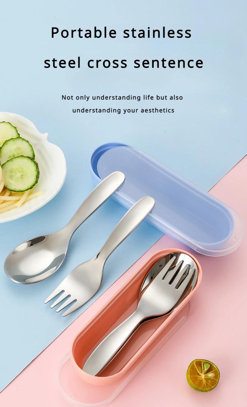2pcs 1 set portable spoon fork tableware outdoor camping stainless steel cutlery set for hiking outdoor camp cooking supplies Product details 0