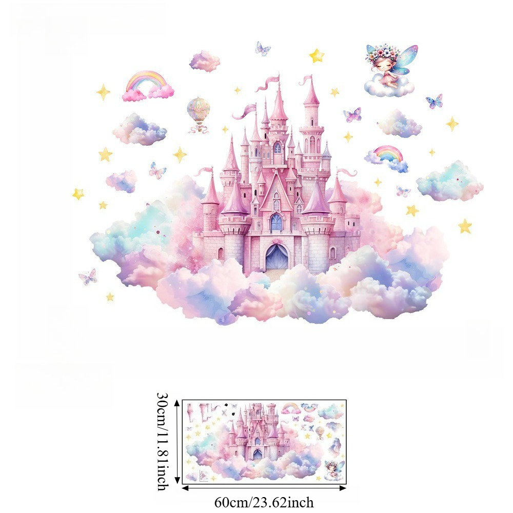 Fairy Tale Style Cloud Elf Combination 2d Flat Self-adhesive Wall Sticker Living Room Corner Wall Decoration Elegant Space Decoration Sticker
