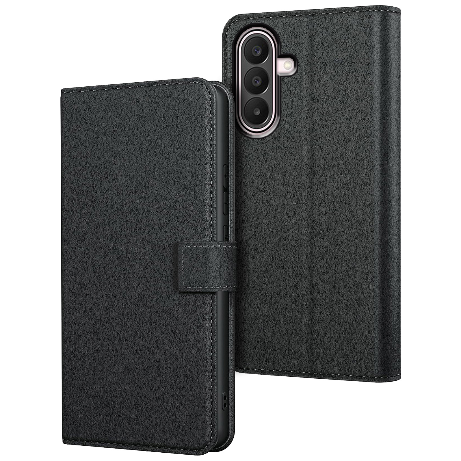 TEMU Phone Case - For For Galaxy A27 5g Case With Kickstand Black Faux Leather Card Slot Flip Protective Phone Case Cover